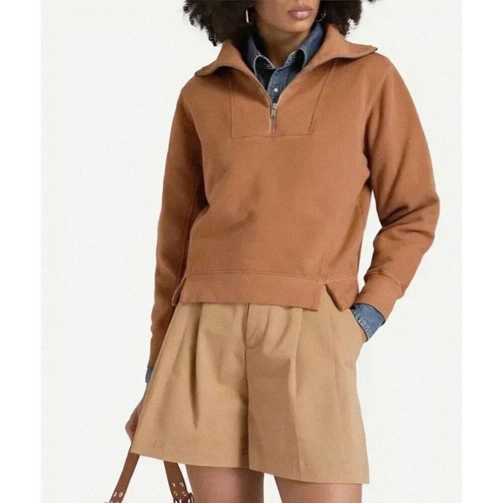 ALEX MILL crosby tan  Cotton-Fleece Half-Zip Sweatshirt sz Medium